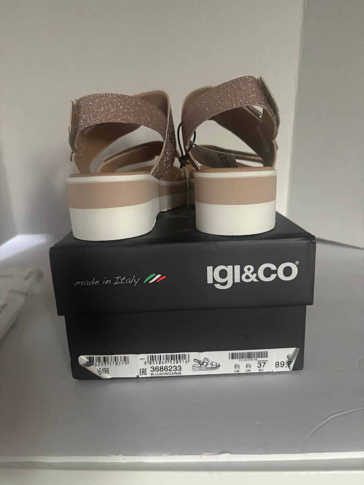 IGI&CO Women’s Glitter Platform Wedge Sandals – Blush – Size 6.5