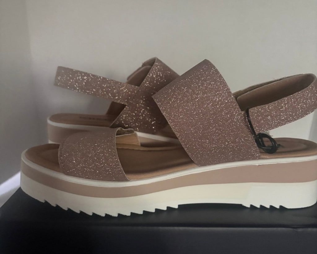 IGI&CO Women’s Glitter Platform Wedge Sandals – Blush – Size 6.5