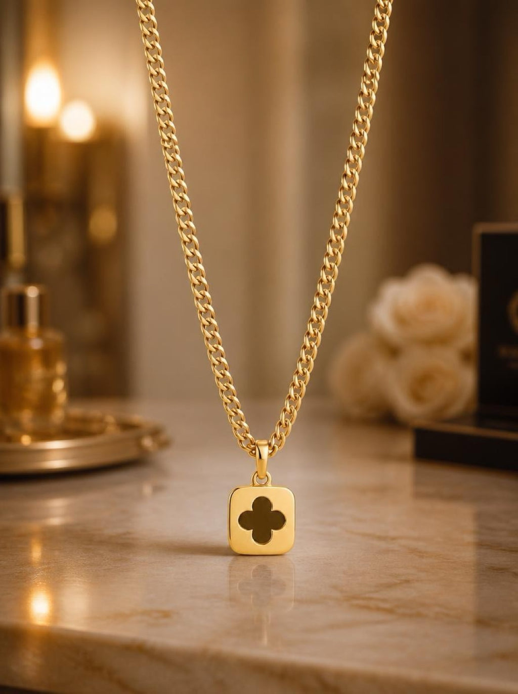 Gold-Tone Black Pendant Toggle Necklace