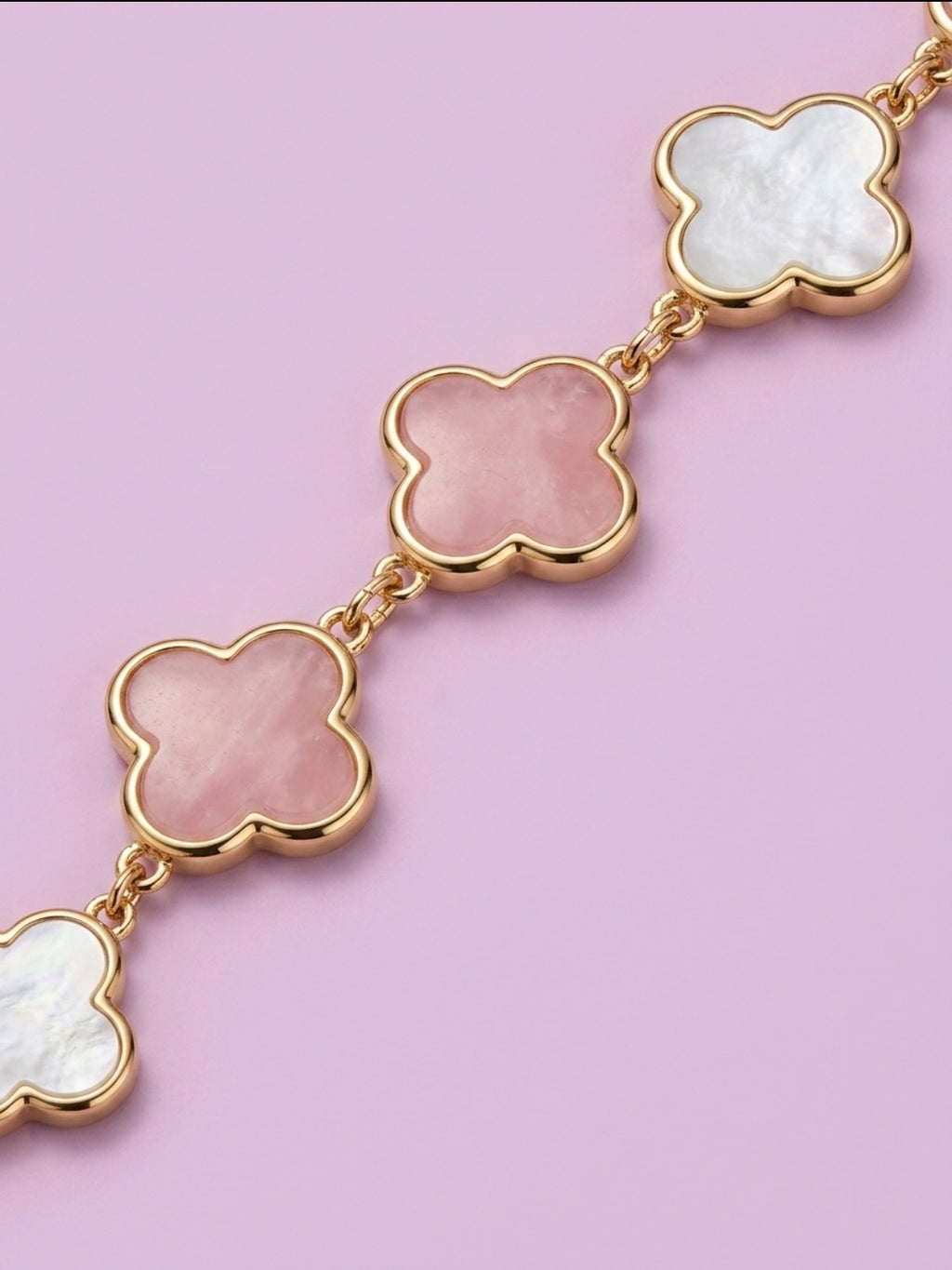 Pink & White Clover Charm Bracelet