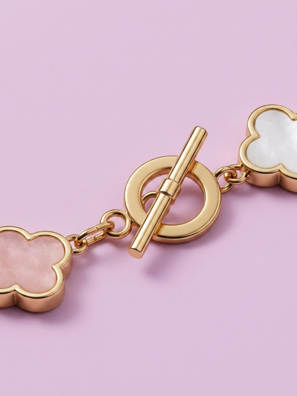 Pink & White Clover Charm Bracelet