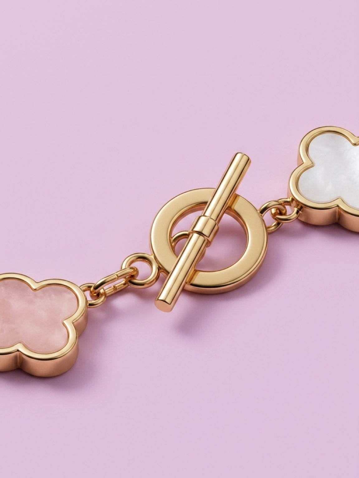 Pink & White Clover Charm Bracelet