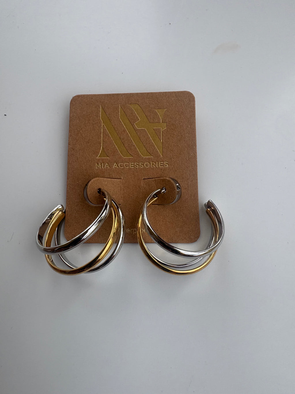 18K Gold Plated Two-Tone Triple Hoop Earrings – Stainless Steel