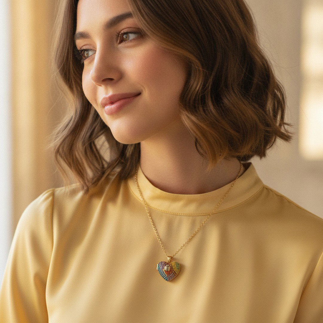 Kurt Geiger Rainbow Heart Locket Necklace