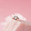Kurt Geiger Pink Crystal Heart Ring, Size 8