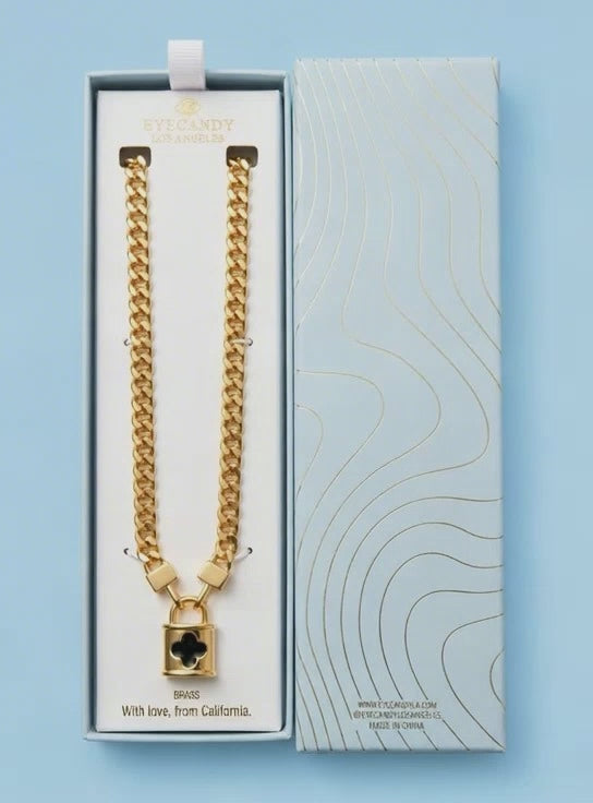 Gold-Tone Black Pendant Toggle Necklace