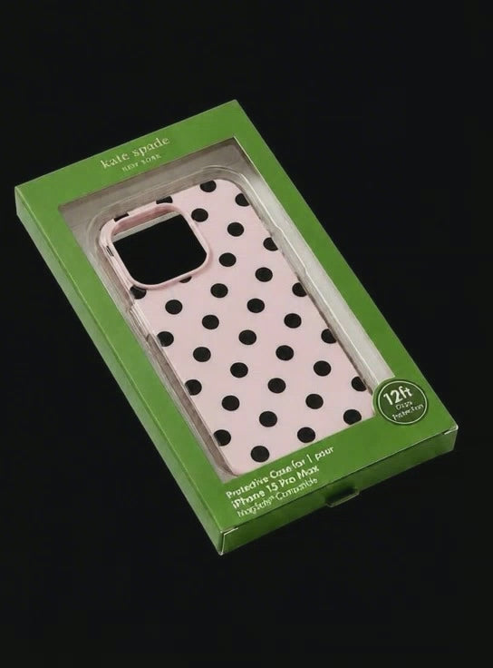 Kate Spade New York Protective Case for iPhone 15 Pro Max - Pink Polka Dot